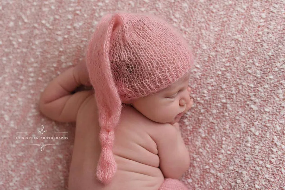 Pink Mohair Knot Hat and Shorts Set