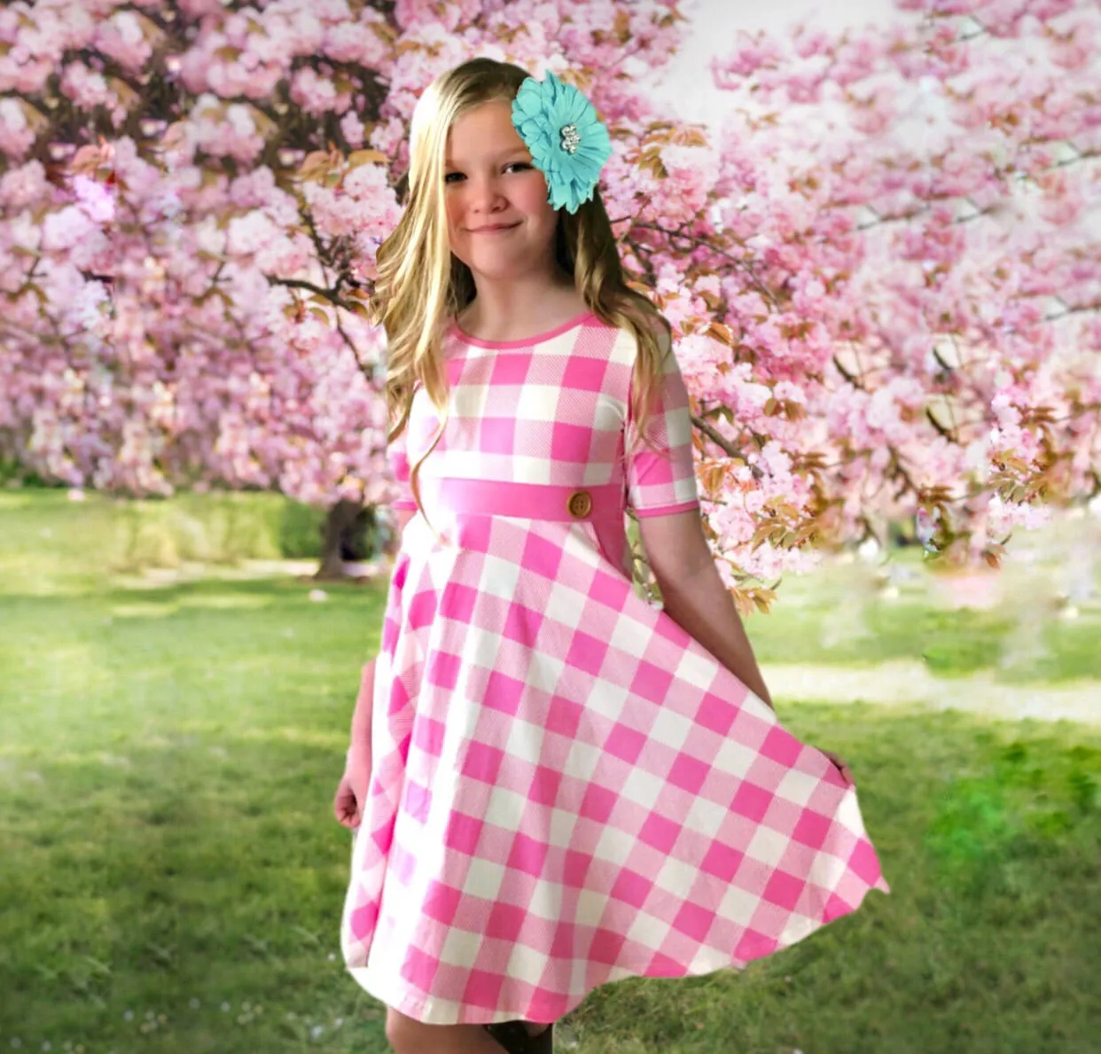 Pink Plaid twirl dress