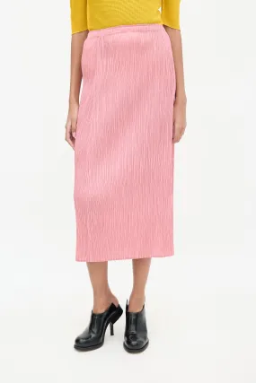 Pink Pleated Midi Skirt