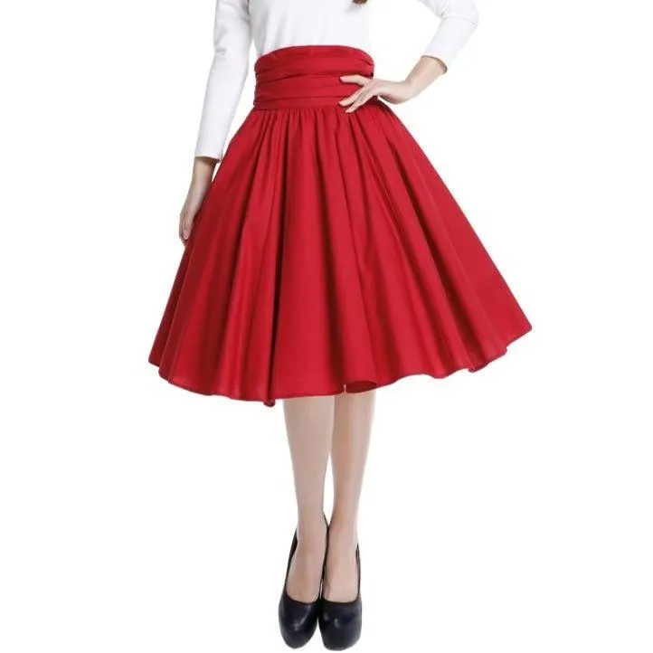 Pinup High Waist Skirt in Red