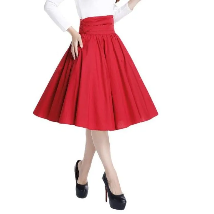 Pinup High Waist Skirt in Red