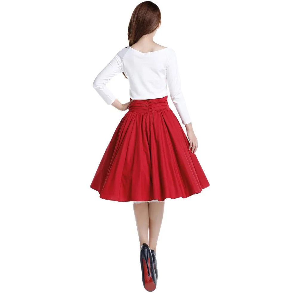 Pinup High Waist Skirt in Red