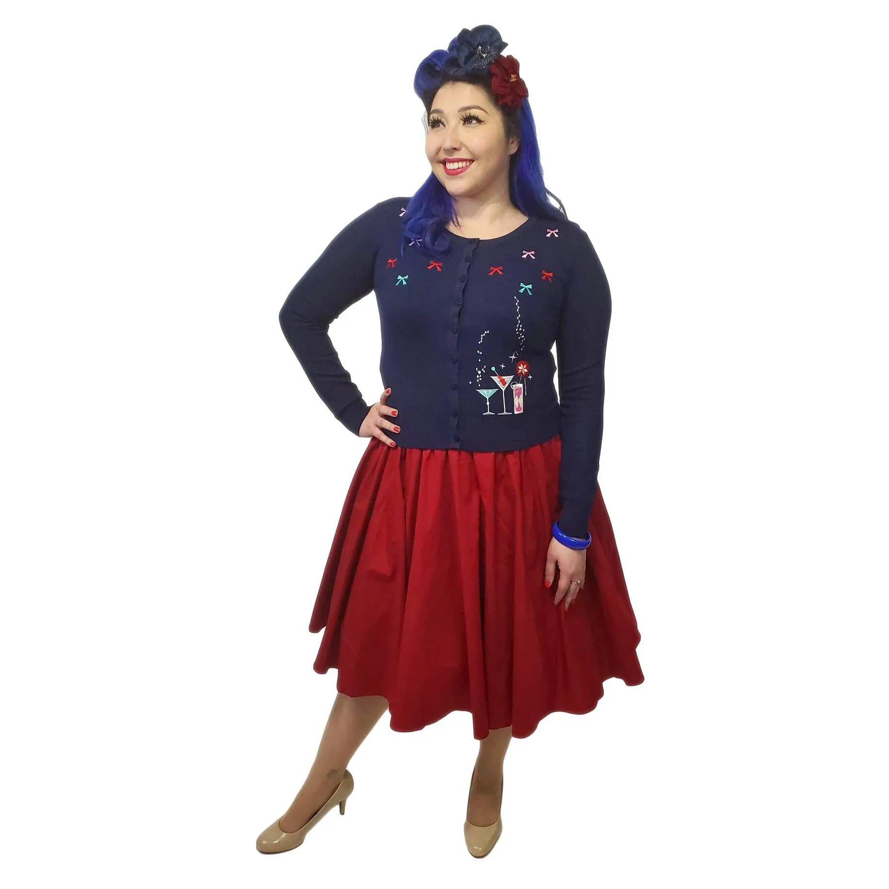 Pinup High Waist Skirt in Red