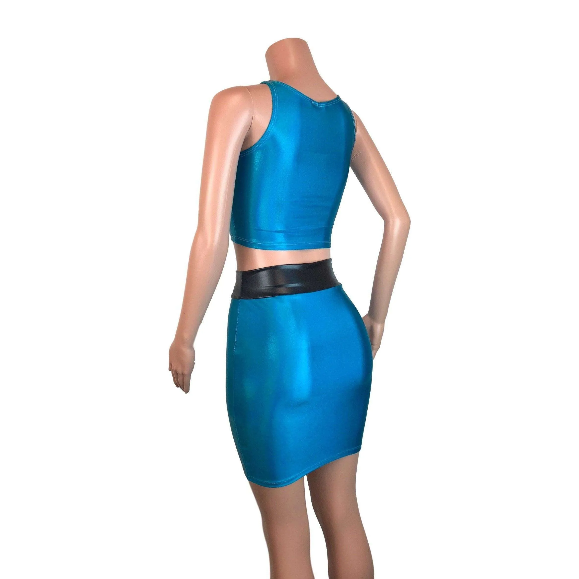 PowerPuff Girls BUBBLES Costume W/ Blue Pencil Skirt and Crop Top