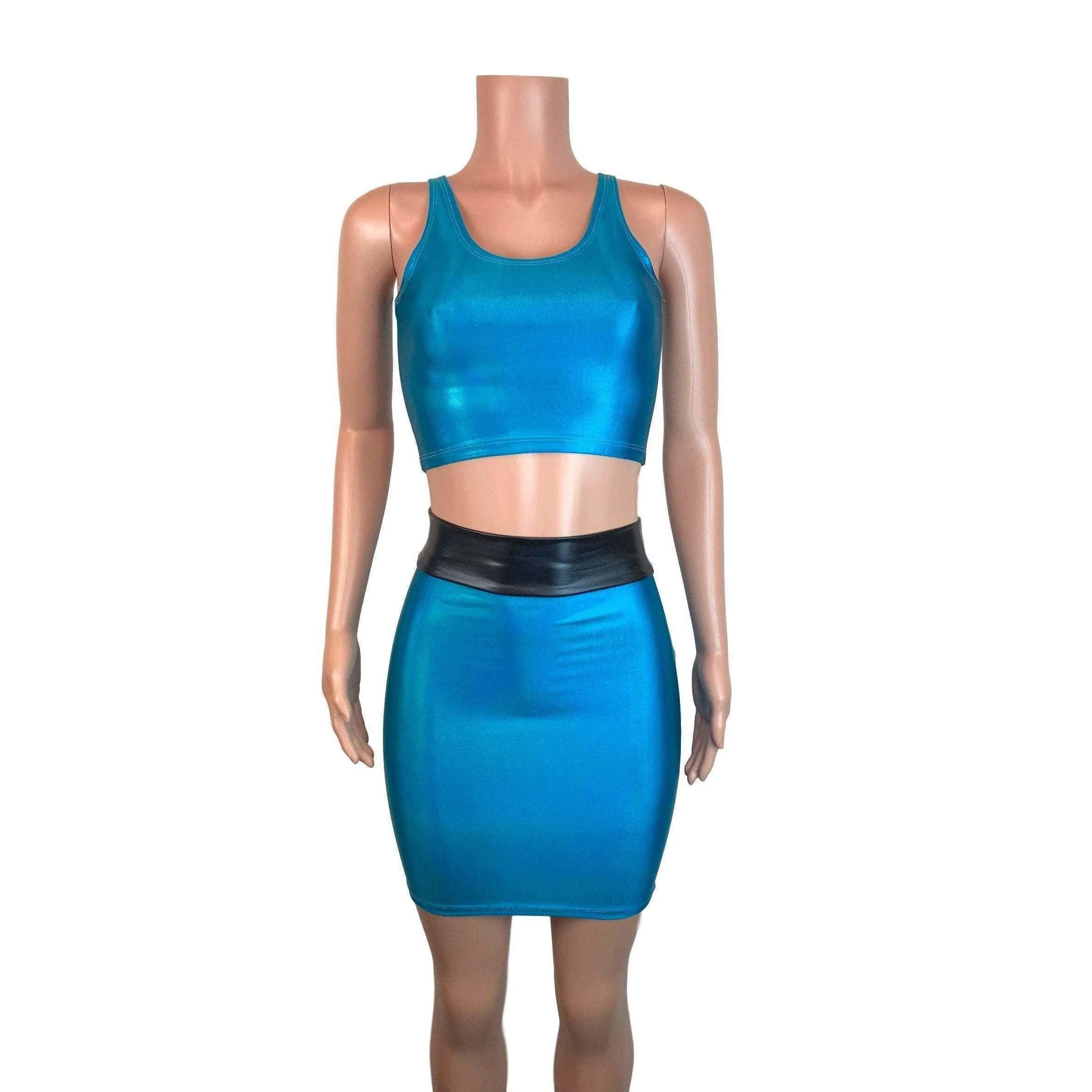 PowerPuff Girls BUBBLES Costume W/ Blue Pencil Skirt and Crop Top