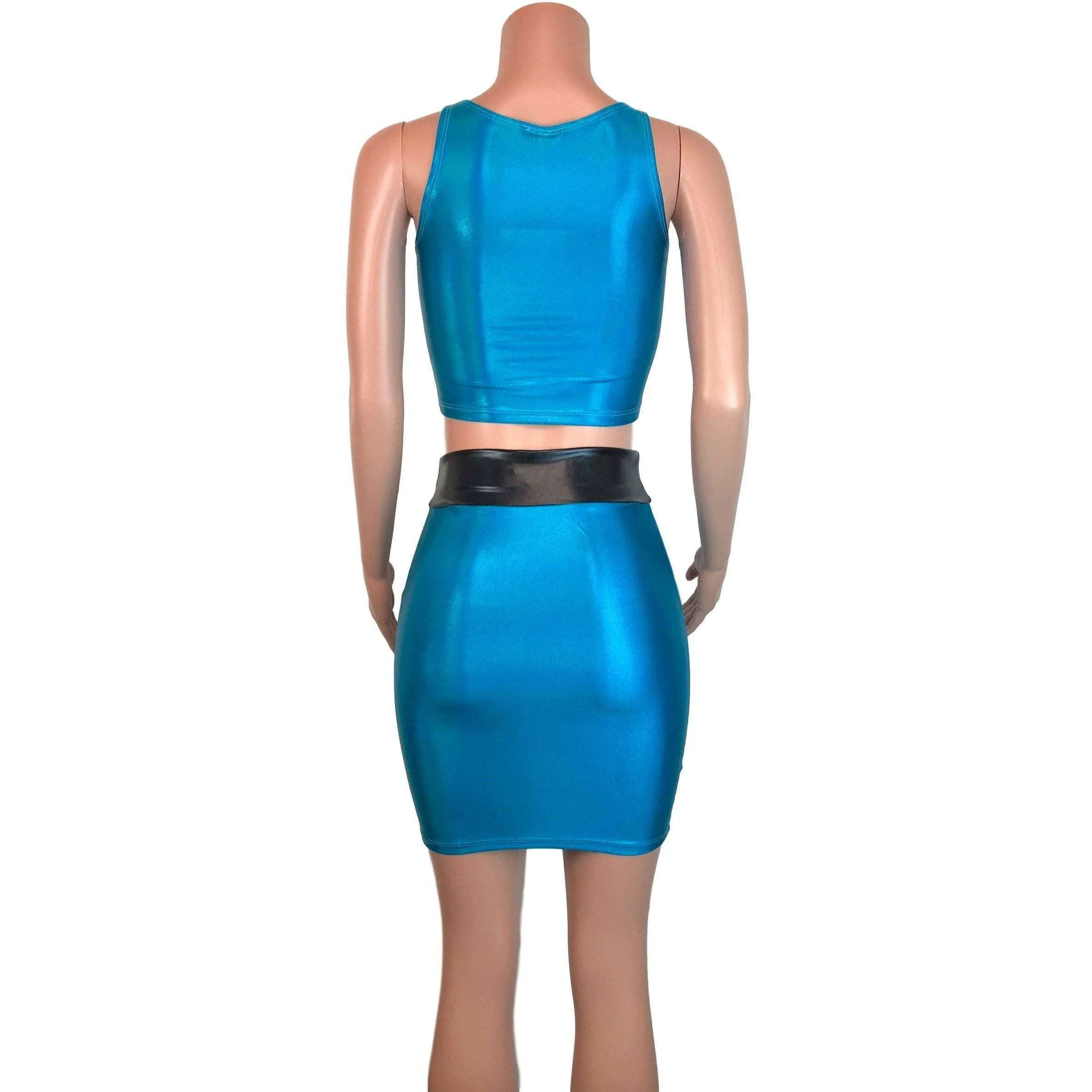 PowerPuff Girls BUBBLES Costume W/ Blue Pencil Skirt and Crop Top