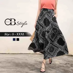 PRINTED ELASTIC MAXI SKIRT