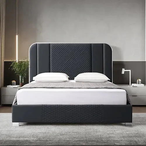 Queen Premium Package | Bedzy Luxe Halcyon Bed Frame Black, Luna Series Euro Top Mattress (Medium Firm) & Bamboo Mattress Topper!