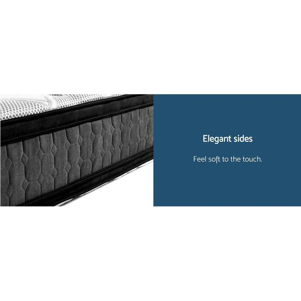 Queen Premium Package | Bedzy Luxe Halcyon Bed Frame Black, Luna Series Euro Top Mattress (Medium Firm) & Bamboo Mattress Topper!