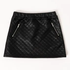 Quilted Pleather A-Line Skirt