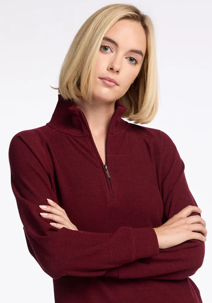 Quinn Ribbed 1/4 Zip - Cranberry Melange