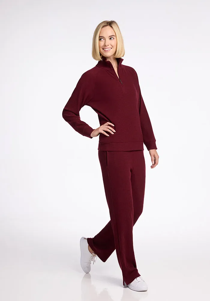 Quinn Ribbed 1/4 Zip - Cranberry Melange