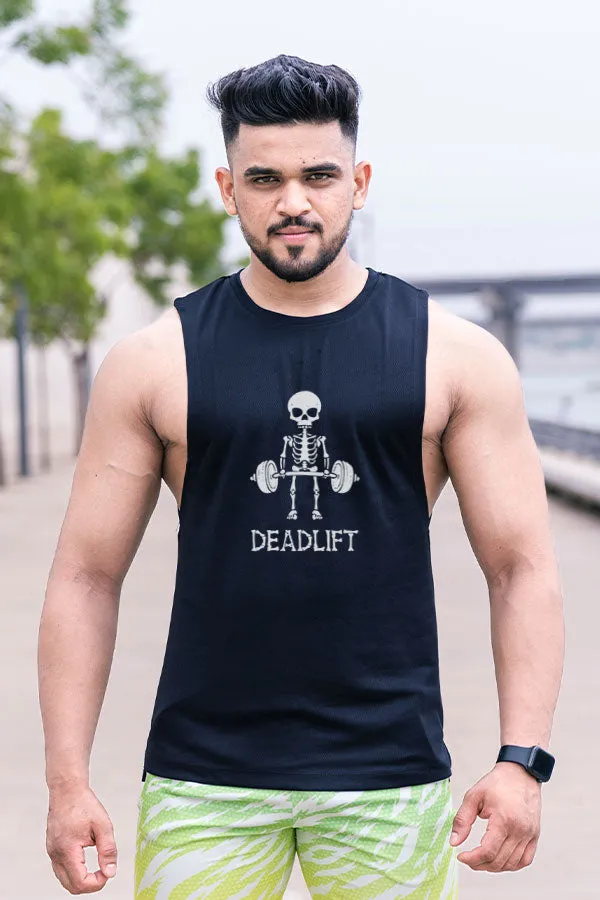 QUIRKY GYM VEST BLACK- DEAD LIFT