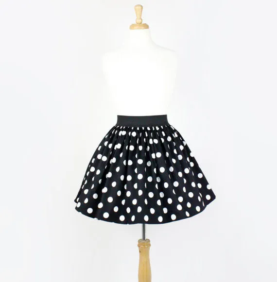 "Lindy" Black Polka Dot Skirt