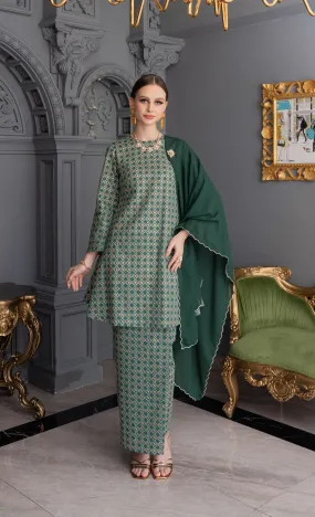 Revive Kurung in Antique Green