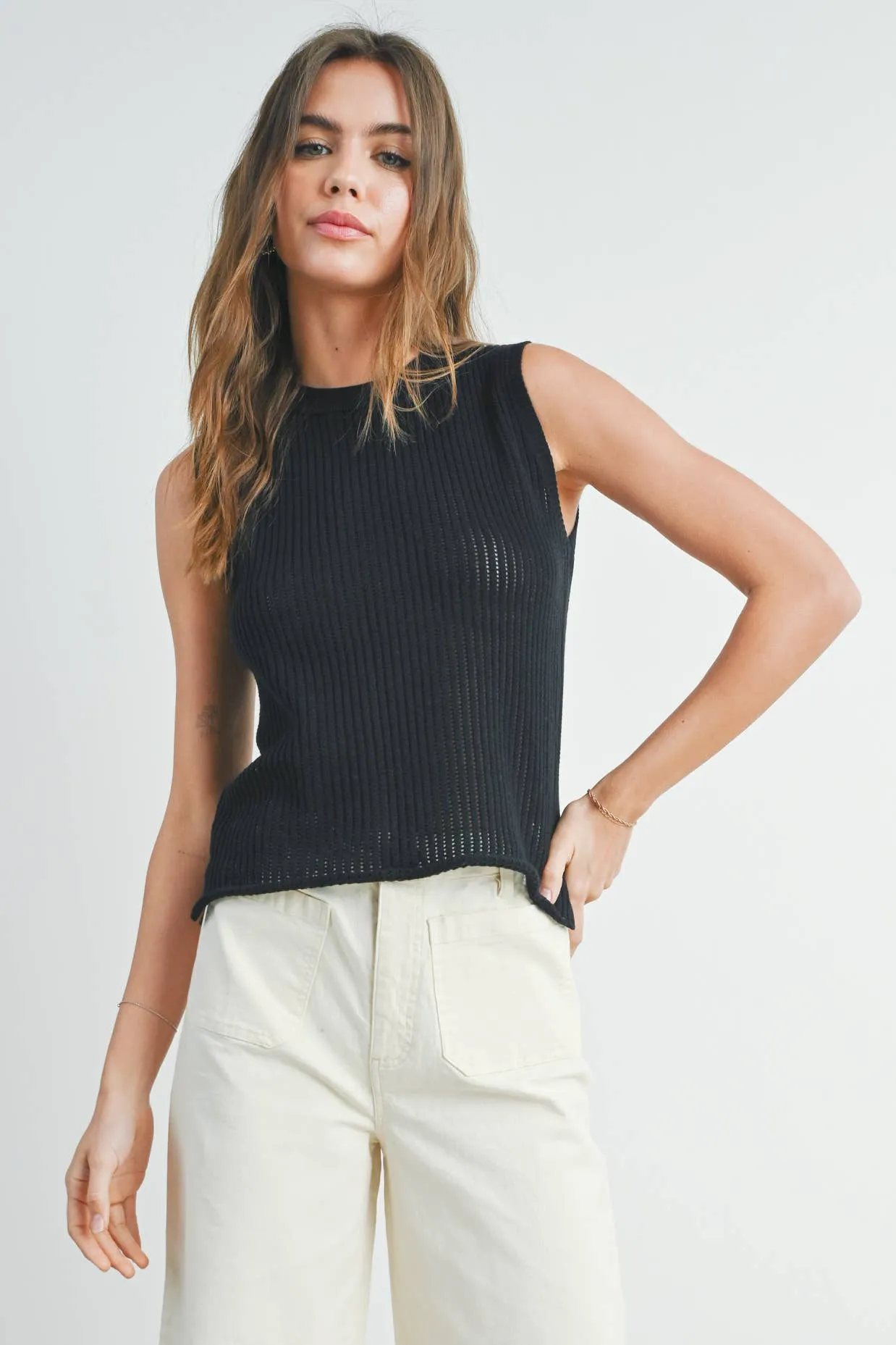 RIB-KNIT SWEATER VEST