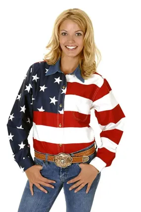 Roper American Flag Button Long Sleeve - Women's Shirt