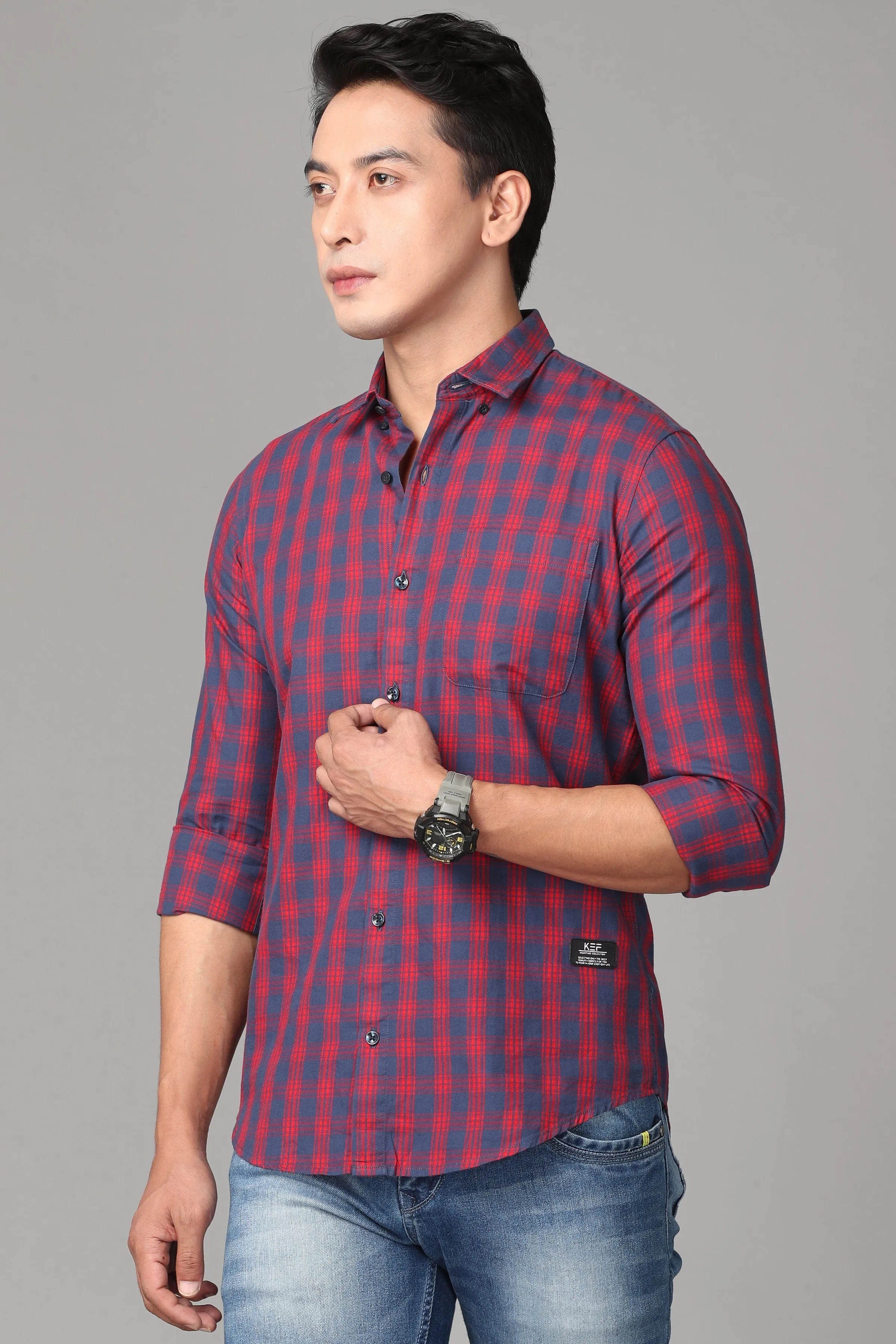 Rose and Blue Checks Shirt