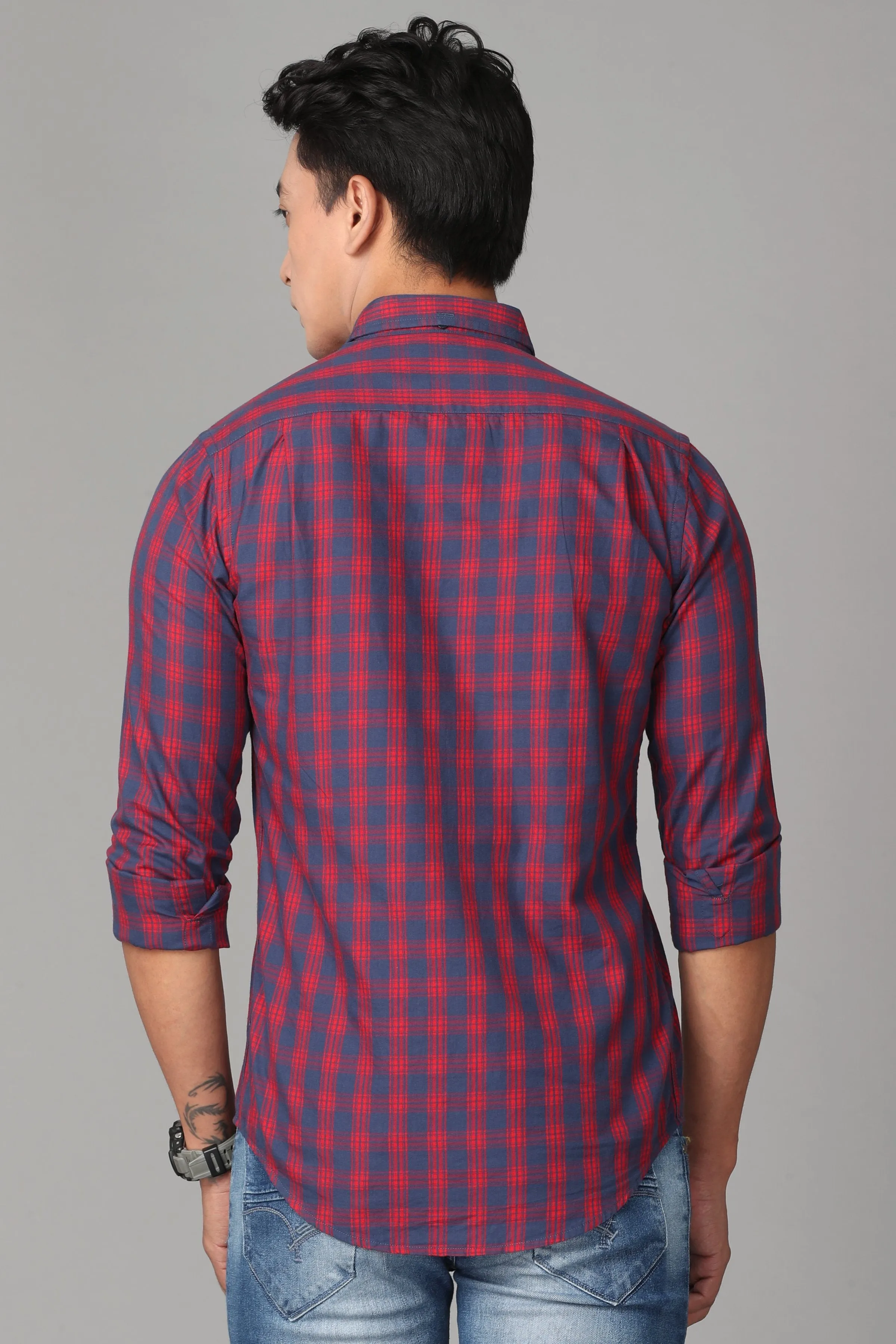 Rose and Blue Checks Shirt