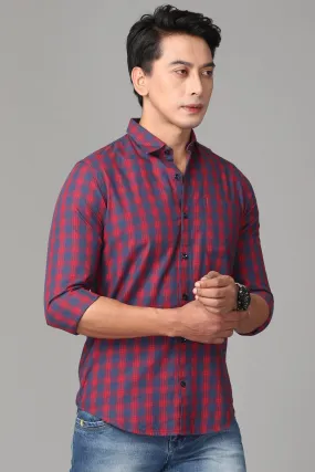 Rose and Blue Checks Shirt