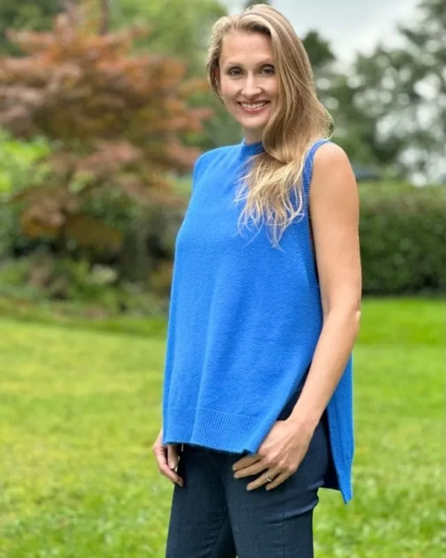 Round Neck Sleeveless Jumper - Cobalt Blue