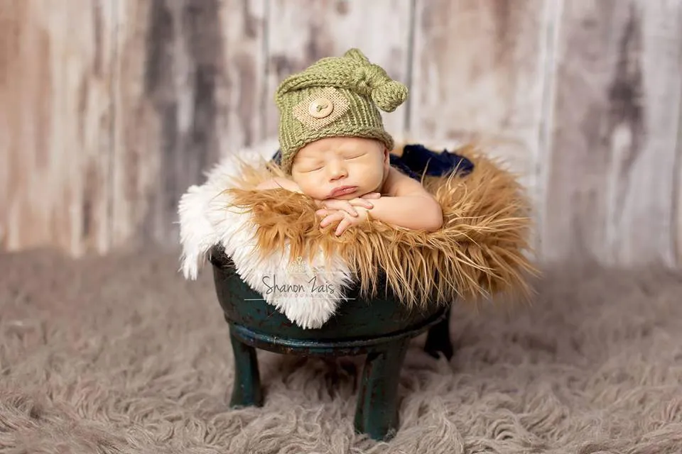 Sage Green Knit Newborn Pixie Slouch Hat