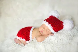 Santa's Sack Hat Diaper Cover Set Fluffy