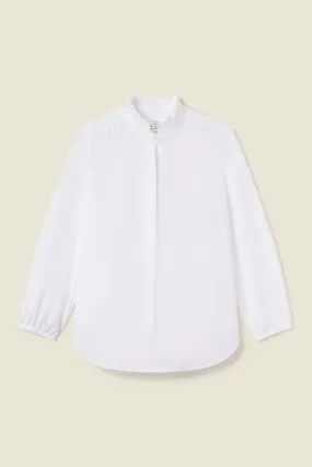 Sara B Henley Shirt White Poplin