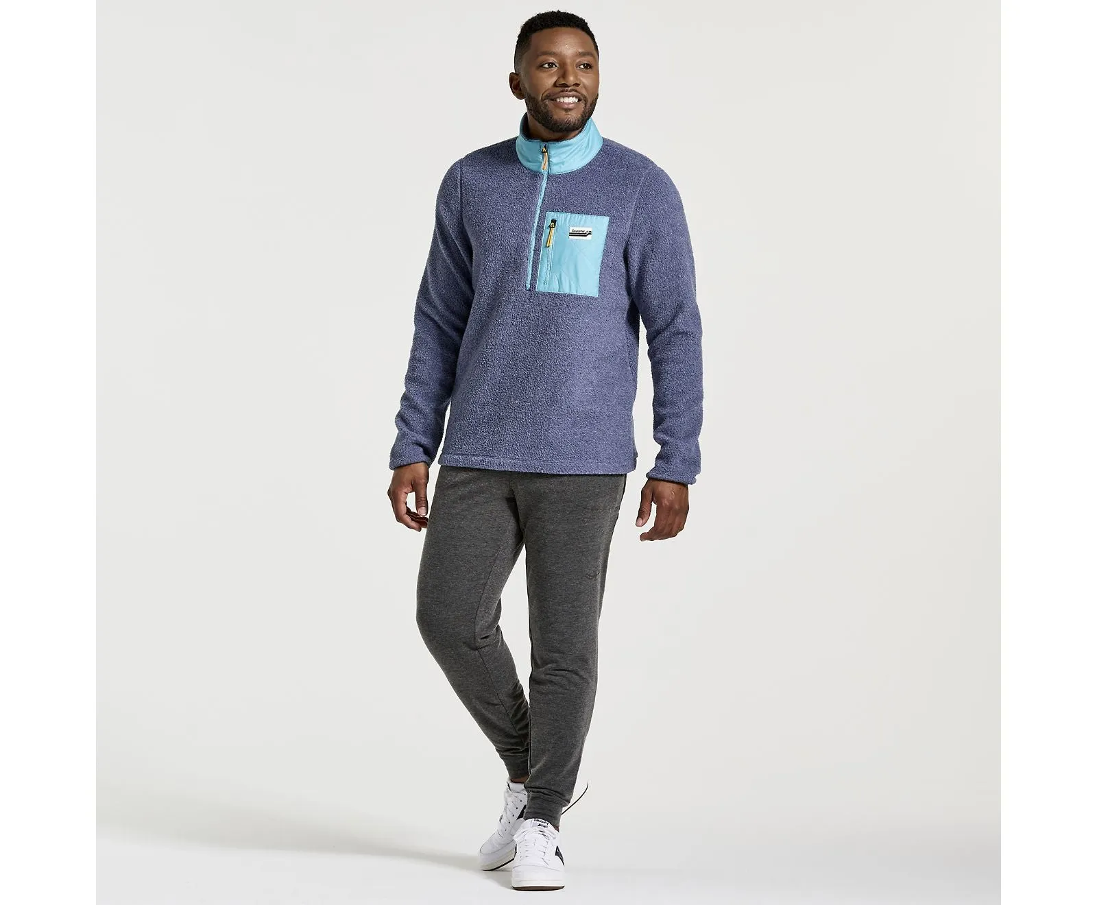 Saucony | Rested Sherpa 1/4 Zip | Men's | Sodalite Heather