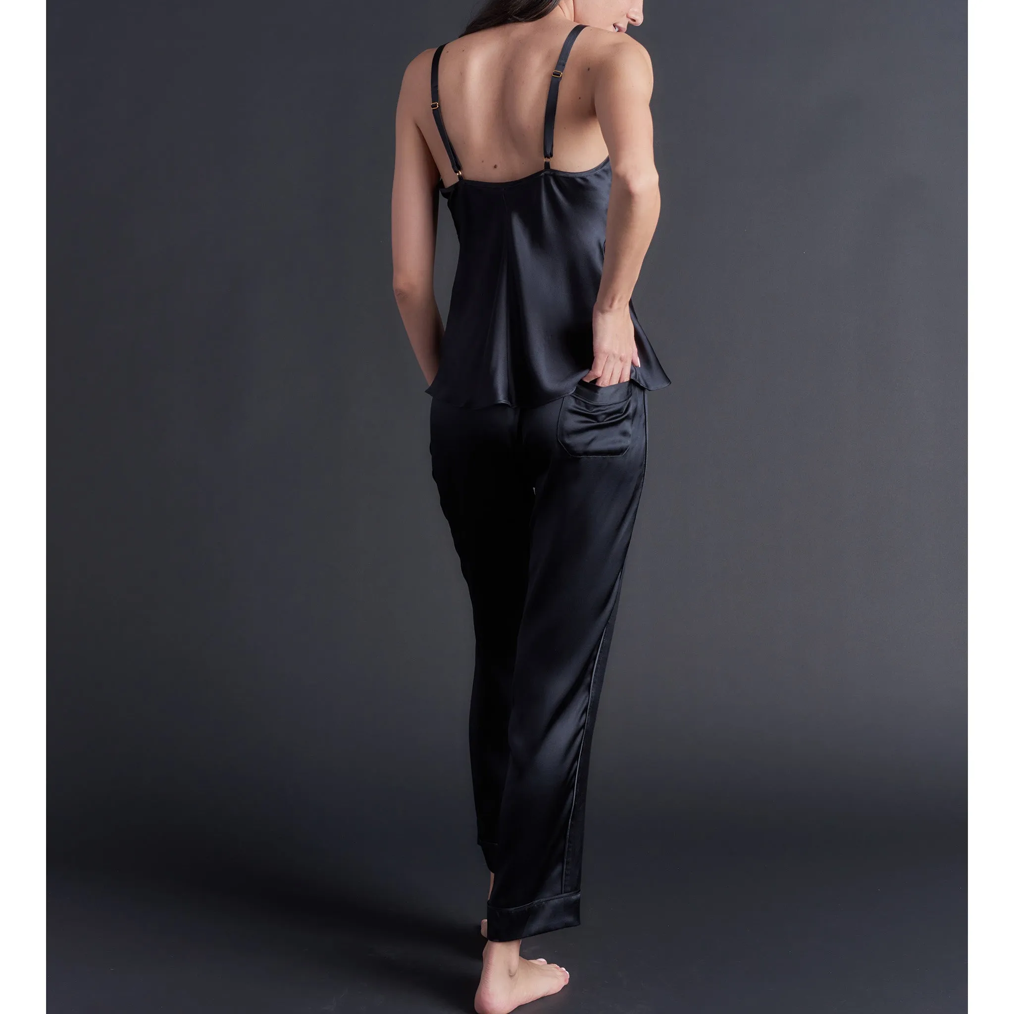 Serena Pajama Pant in Black Silk Charmeuse