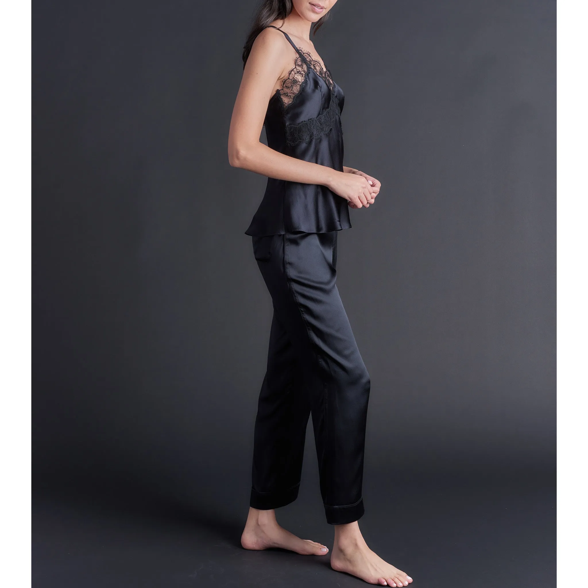 Serena Pajama Pant in Black Silk Charmeuse