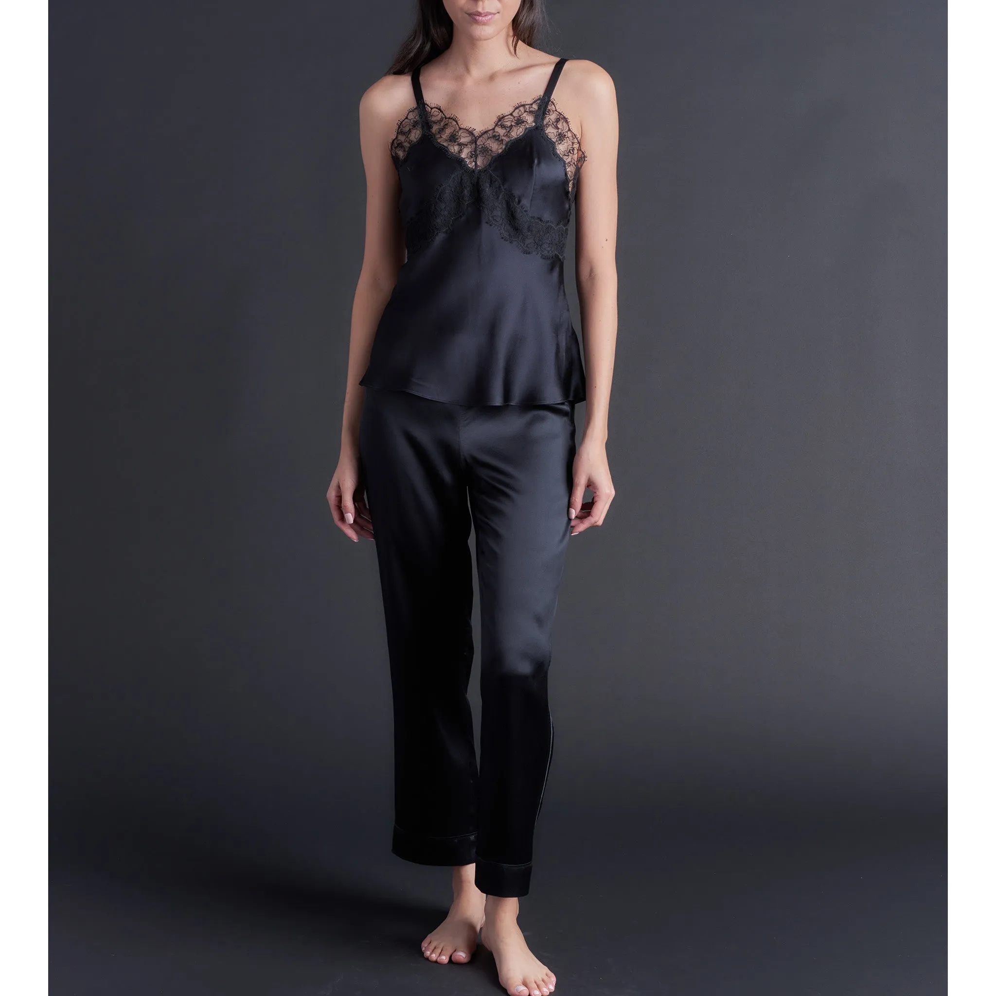 Serena Pajama Pant in Black Silk Charmeuse