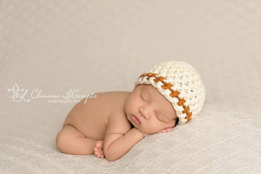 SET Newborn Cream Cotton Striped Hat Stretch Knit Wrap