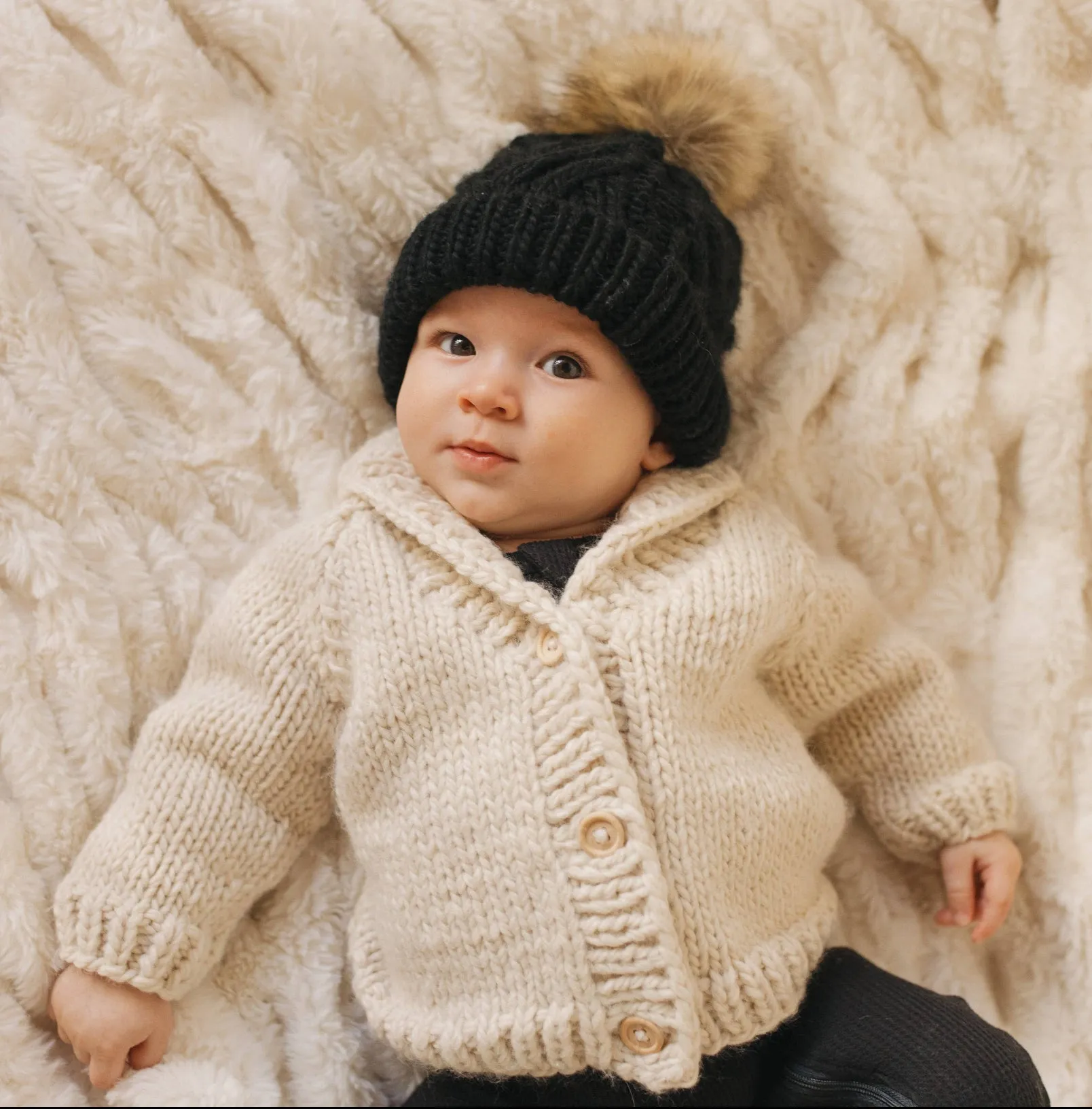 Shawl Collar Natural Cardigan Sweater for Baby & Toddler