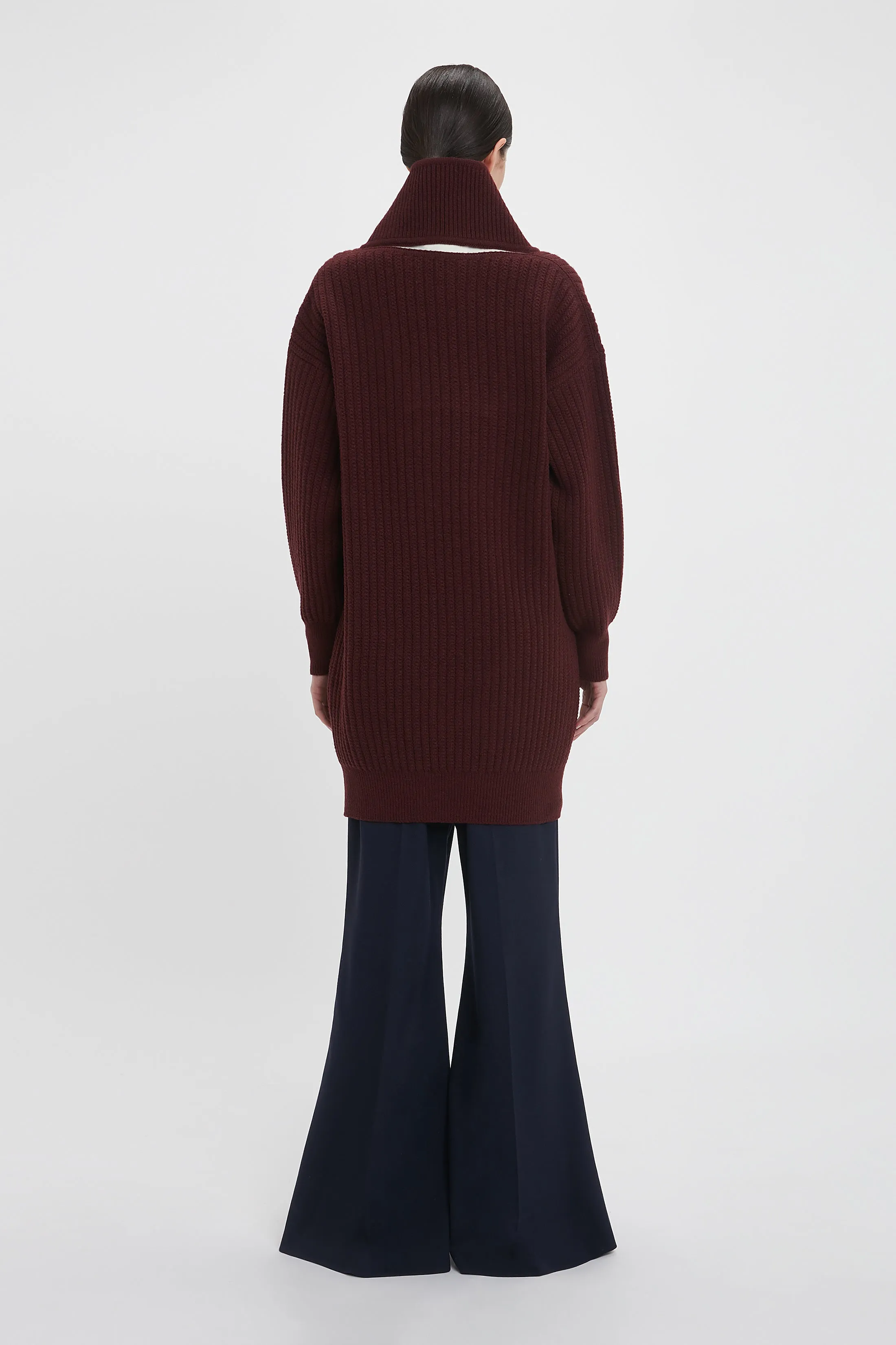 Shawl Neck Knitted Jumper Dress In Port