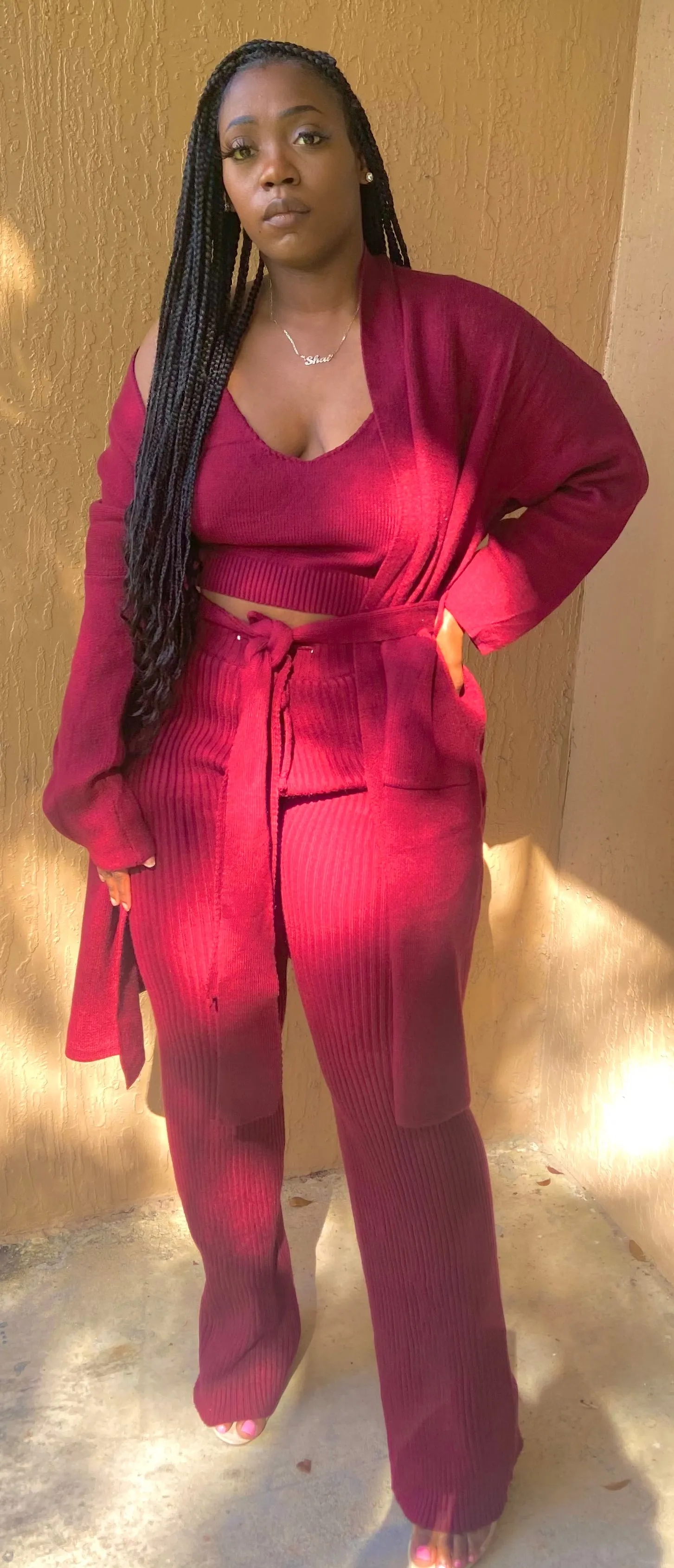 She Ready Burgundy 3 piece Set