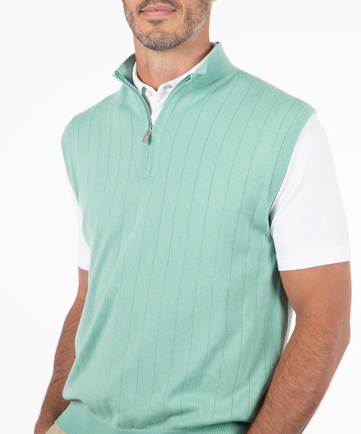 Signature Merino Lined Quarter-Zip Mock Neck Wind Vest