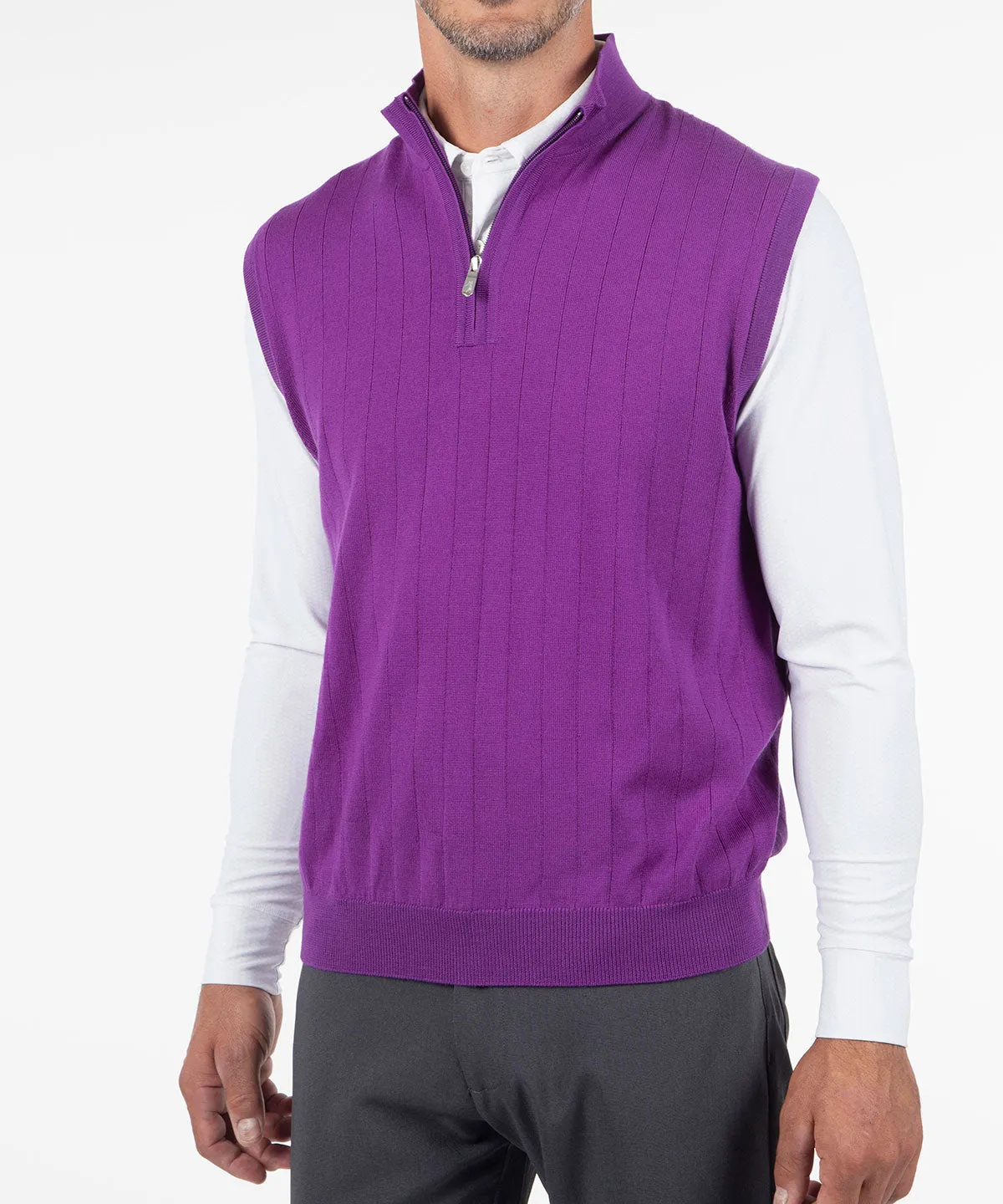 Signature Merino Lined Quarter-Zip Mock Neck Wind Vest