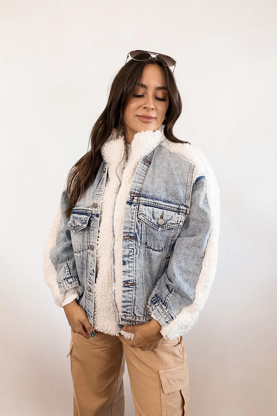 Ski Week Denim   Sherpa Jacket