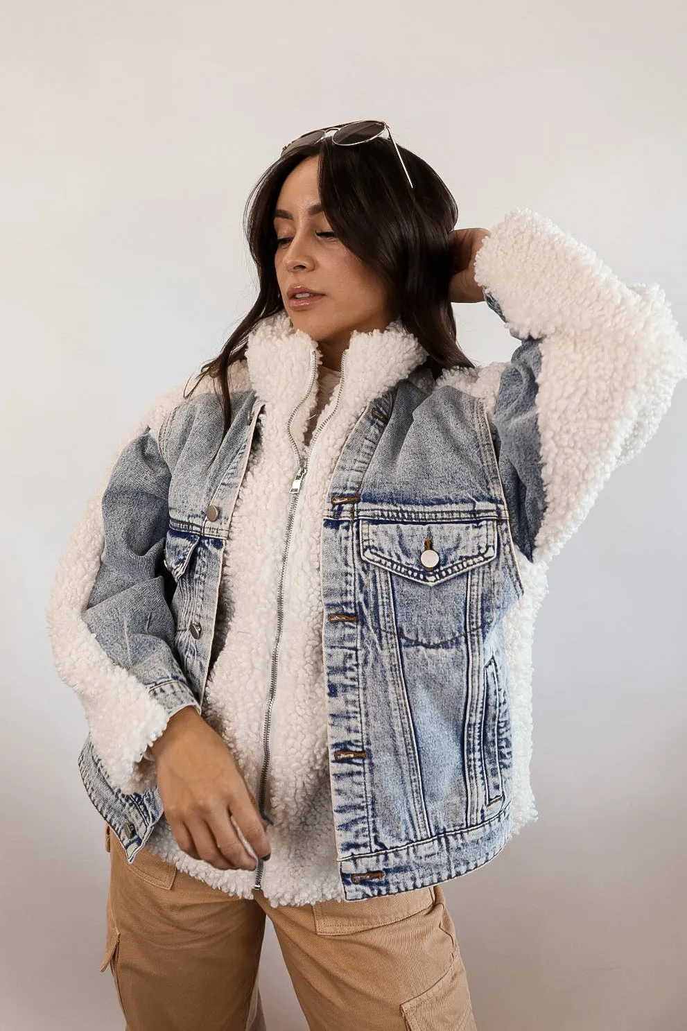 Ski Week Denim   Sherpa Jacket