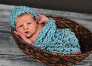 Sky Blue Baby Hat And Cocoon Set