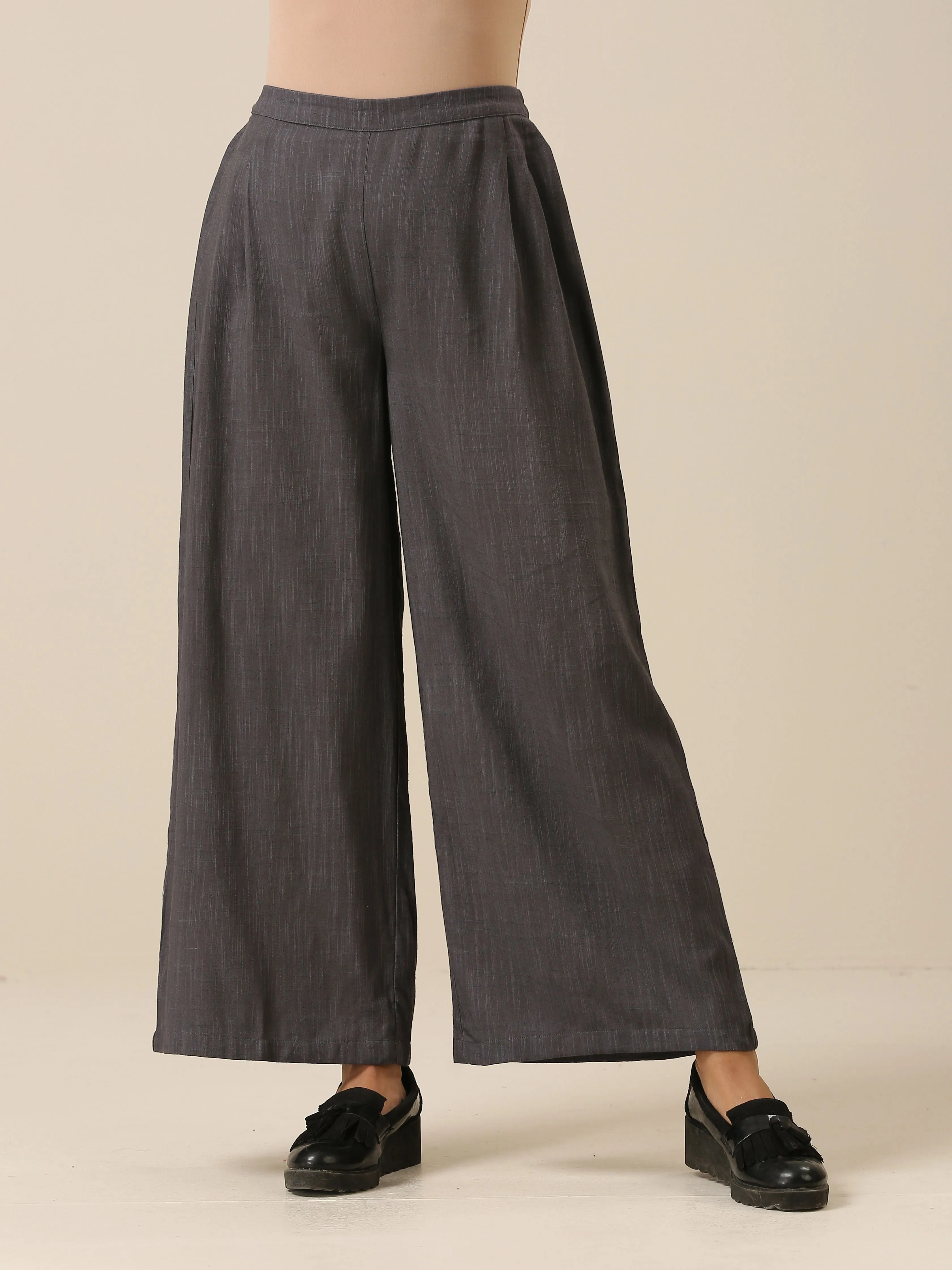 Slate Grey Slub Texture Sleevesless Jacket Pant Set