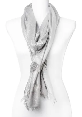 Smooth Glitter Texture Fringe Grey Scarf