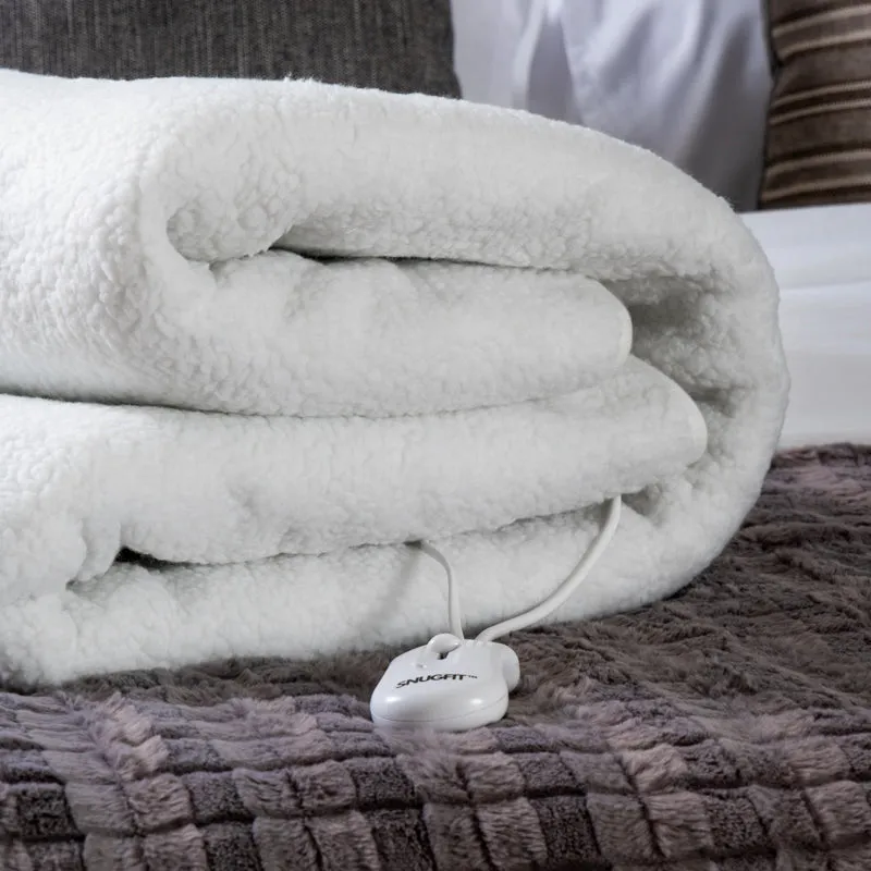 Snugfit Electric Blanket - Fully Fitted Extra Length Sherpa Fleece with Elasticated Skirt