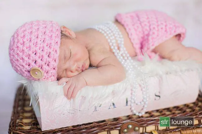 Soft Pink Diaper Cover And Hat Set