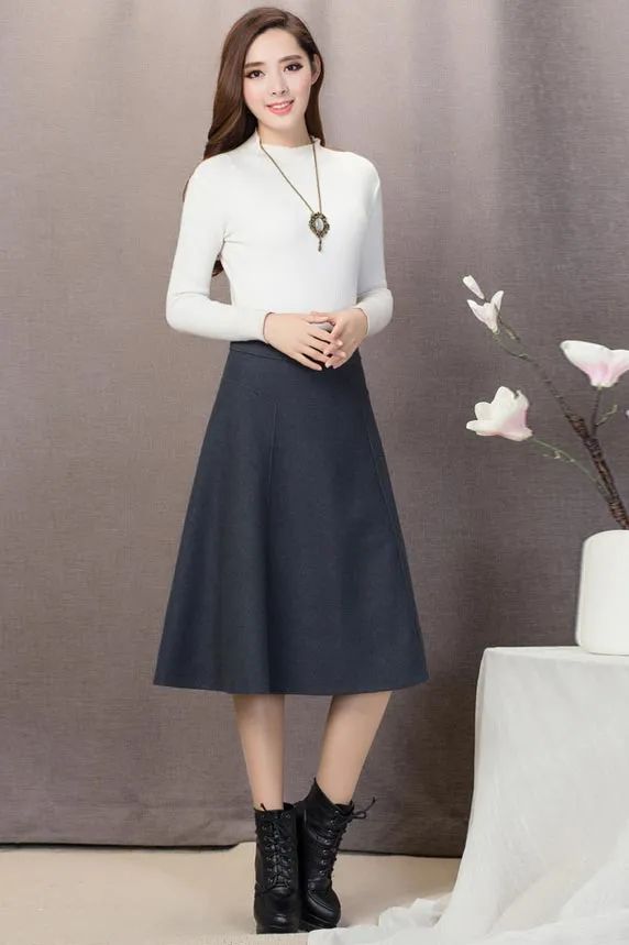 Solid color fashion long skirt S079