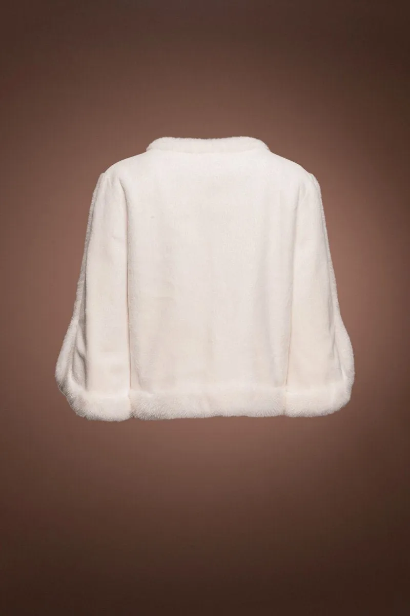 Split Cuff White Sheared & Long Haired Mink Fur Jacket