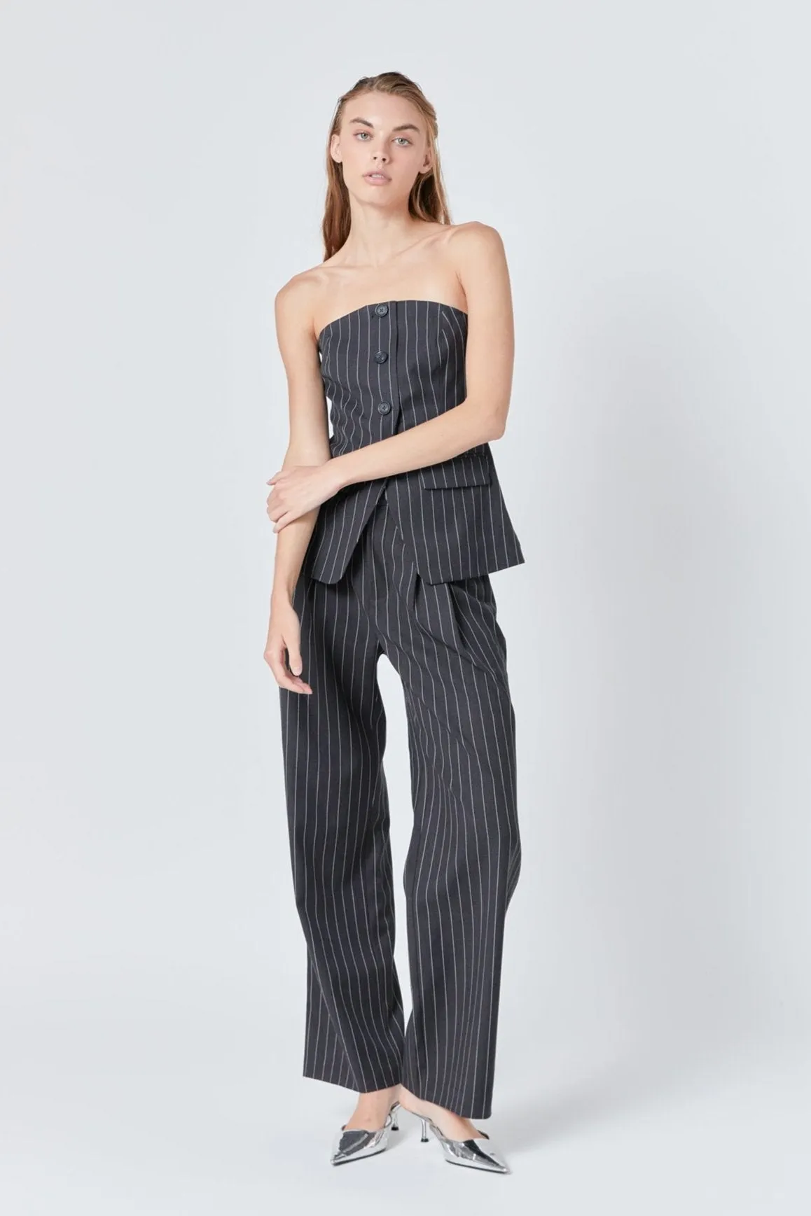 Strapless Pinstriped Vest