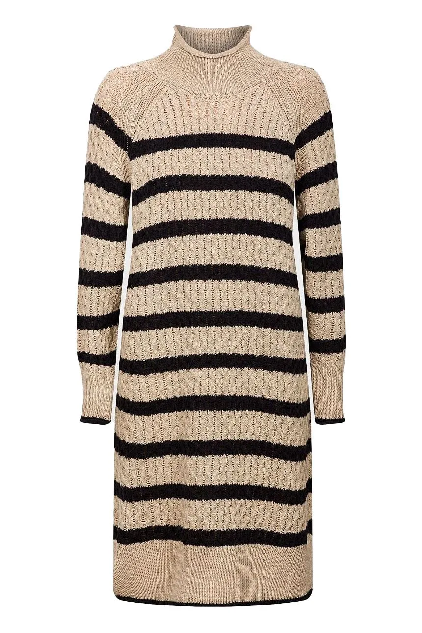 Striped Cable Knit Jumper Dress