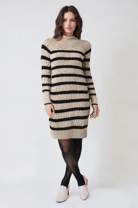 Striped Cable Knit Jumper Dress